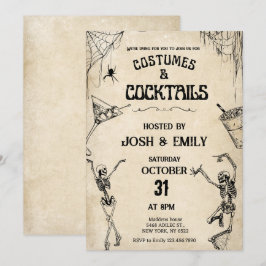 Kostüme & Coctails Vintage Skelette Halloween Einladung