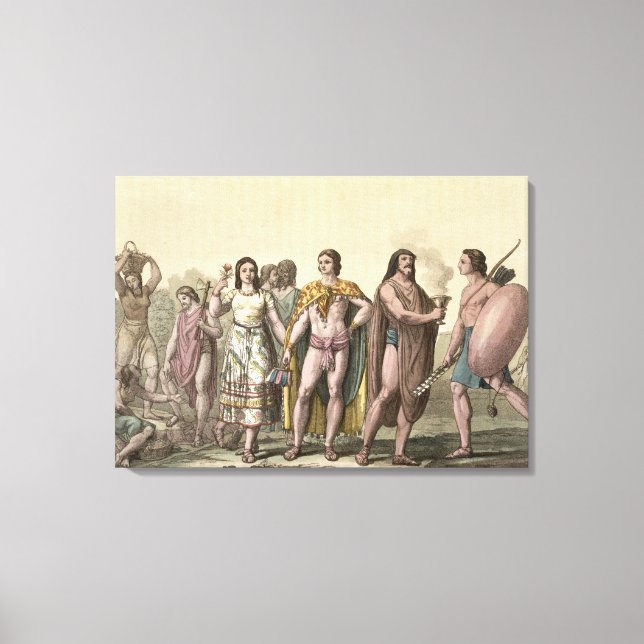 Kostüme der Mexikaner (Farbgravur) Leinwanddruck (Vorderseite)