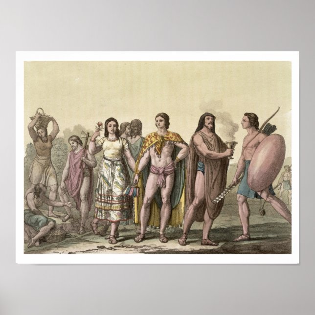 Kostüme der Mexikaner (Farbgravur) Poster (Vorne)