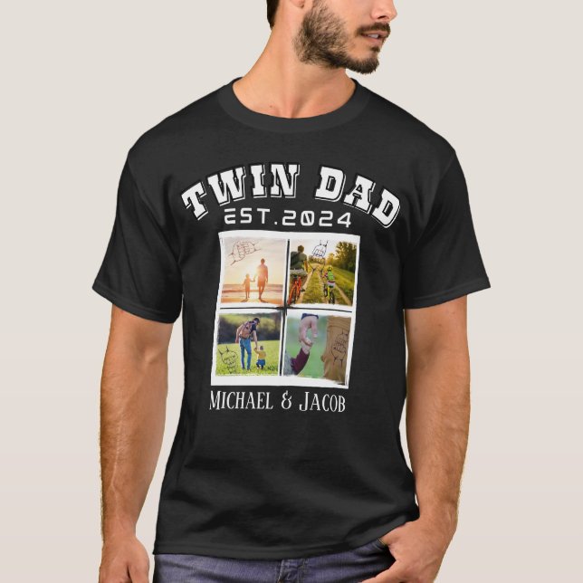 Kostüme-Fotos und Text-Twin-Vater-Geschenk T-Shirt (Vorderseite)