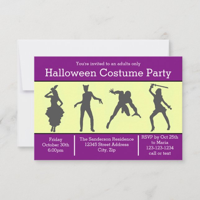 Kostüme Silhouette Lila - 3x5 Party Einladen Einladung (Vorderseite)