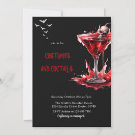 Kostüme und Cocktail Erwachsene Schädel Halloween- Einladung