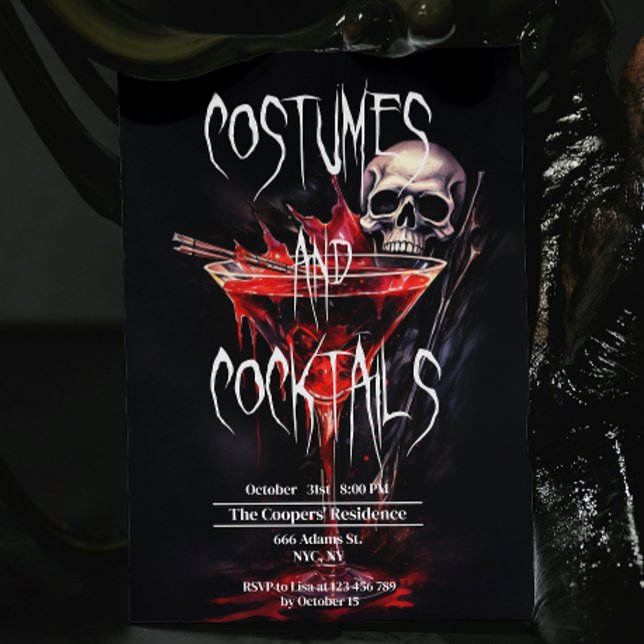 Kostüme und Cocktails Bloody Adult Halloween Einladung (Von Creator hochgeladen)