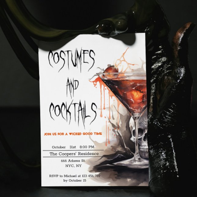 Kostüme und Cocktails Bloody Martini Halloween Einladung (Von Creator hochgeladen)