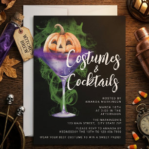 Kostüme und Cocktails Erwachsene Halloween-Party Einladung