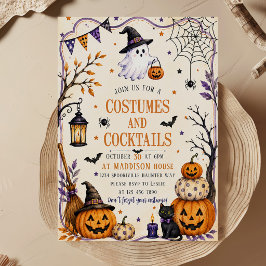 Kostüme und Cocktails Erwachsene Halloween-Party Einladung