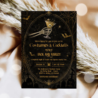 Kostüme und Cocktails Erwachsene Halloween-Party Einladung