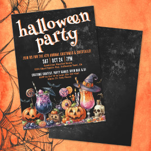 Kostüme und Cocktails Erwachsene Halloween-Party Einladung