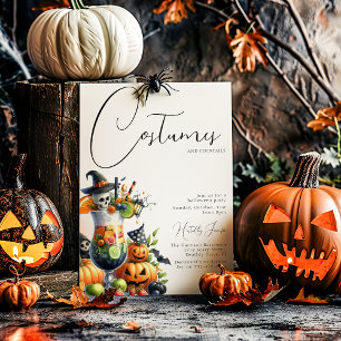 Kostüme und Cocktails Erwachsenen-Halloween-Party Einladung