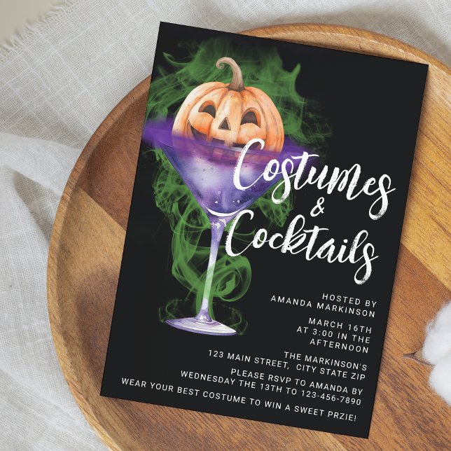 Kostüme und Cocktails Erwachsenes Halloween-Party Einladung (.)