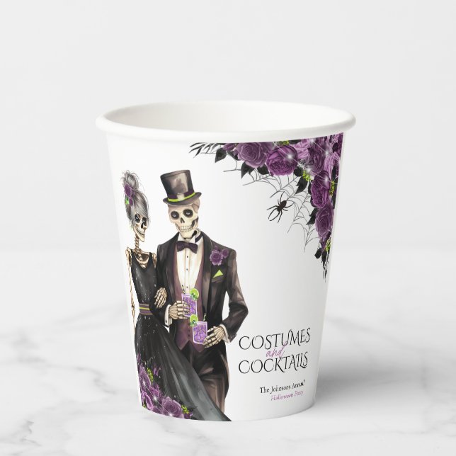 Kostüme und Cocktails Erwachsenes Halloween-Party Pappbecher (Vorderseite)