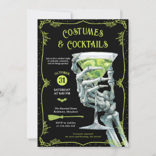 Kostüme und Cocktails Erwachsenes Spooky Halloween Einladung