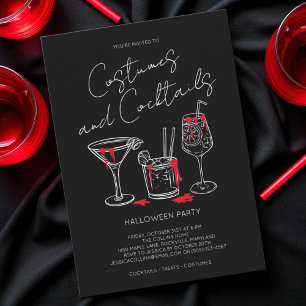 Kostüme und Cocktails Halloween-Party blass Einladung