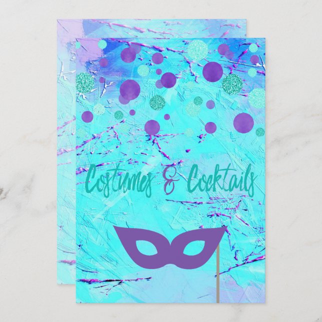 Kostüme und Cocktails Halloween-Party Einladung (Vorne/Hinten)