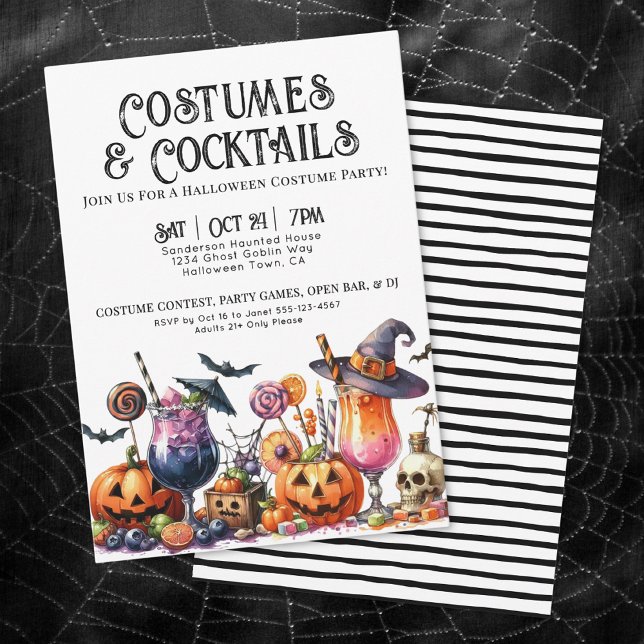 Kostüme und Cocktails Halloween-Party Einladung (Costumes & Cocktails Halloween Party Invitation)