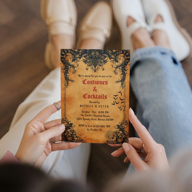 Kostüme und Cocktails Halloween-Party in Einladung (Von Creator hochgeladen)