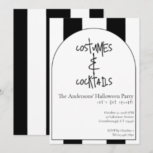 Kostüme und Cocktails Halloween-Party-Streifen Einladung
