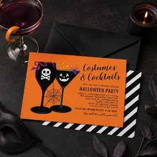 Kostüme und Cocktails Orange Spooktacular Party Einladung
