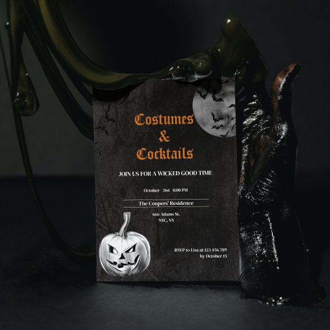 Kostüme und Cocktails Spooky Erwachsenes Halloween Einladung (Von Creator hochgeladen)