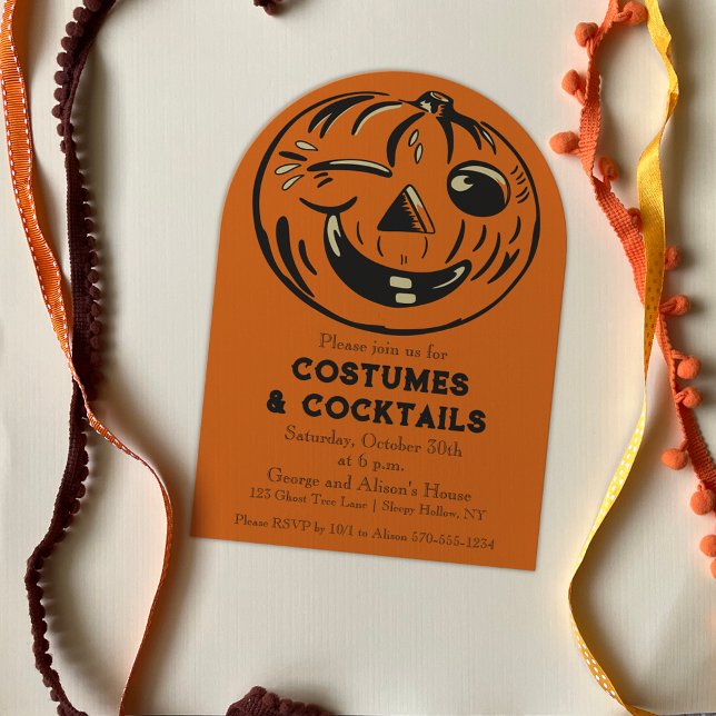 Kostüme und Cocktails Vintages Halloween-Party Einladung (Von Creator hochgeladen)