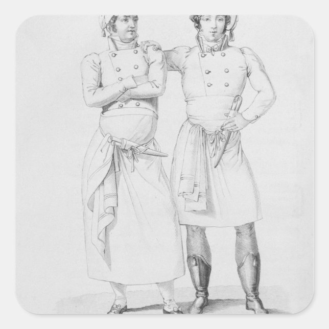 Kostüme von Köchen aus verschiedenen Epochen Quadratischer Aufkleber (Vorderseite)