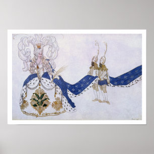 Kostümgestaltung für die Königin und ihre Seiten v Poster