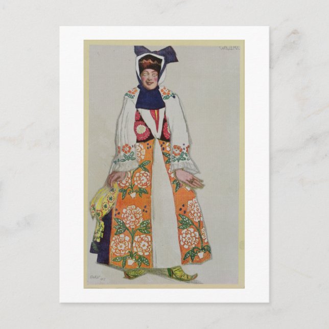 Kostümgestaltung für eine Bauernfrau, aus Sadko, 1 Postkarte (Vorderseite)