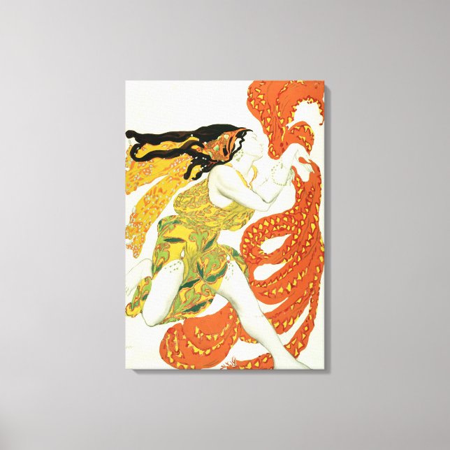 Kostümgestaltung für einen Bacchante in 'Narcisse' Leinwanddruck (Vorderseite)