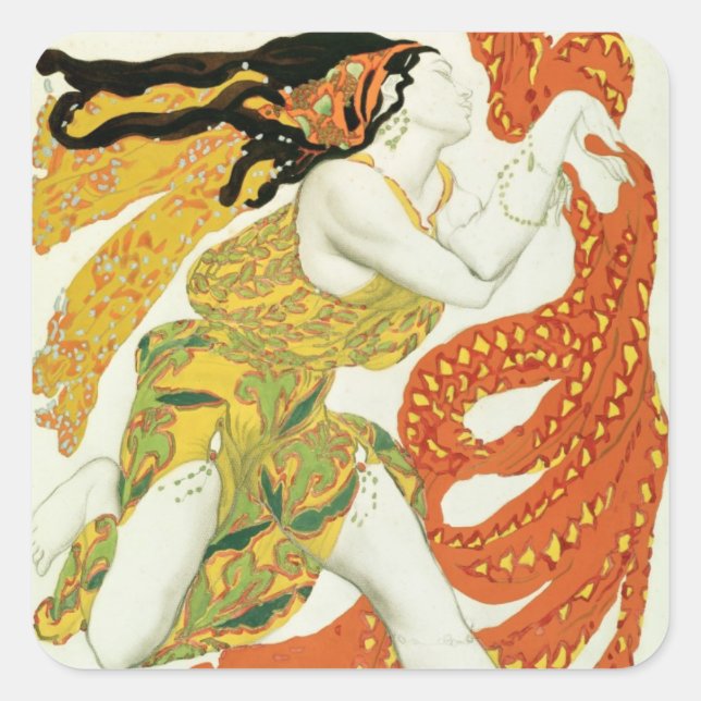 Kostümgestaltung für einen Bacchante in 'Narcisse' Quadratischer Aufkleber (Vorderseite)