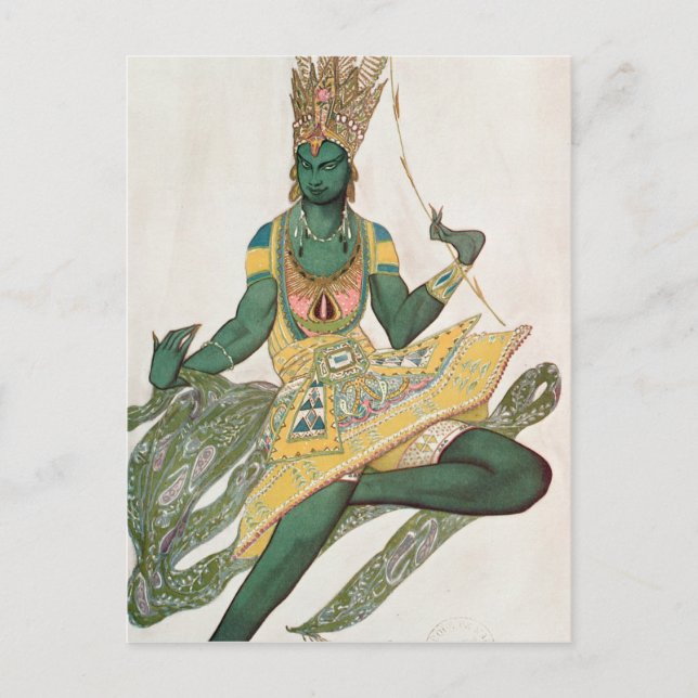 Kostümgestaltung für Nijinsky als "Blauer Gott" Postkarte (Vorderseite)