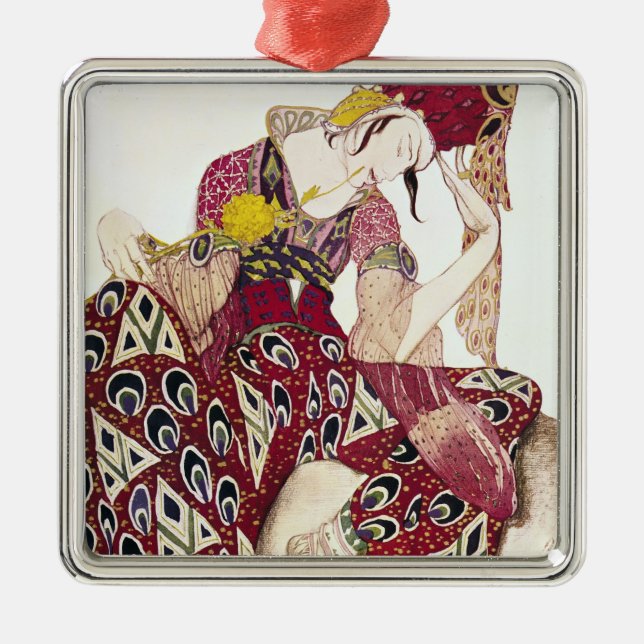 Kostümieren Sie Entwurf für Nijinsky am Ballett Silbernes Ornament (Vorne)