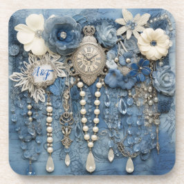 Kostümschmuck auf Blue Denim Getränkeuntersetzer