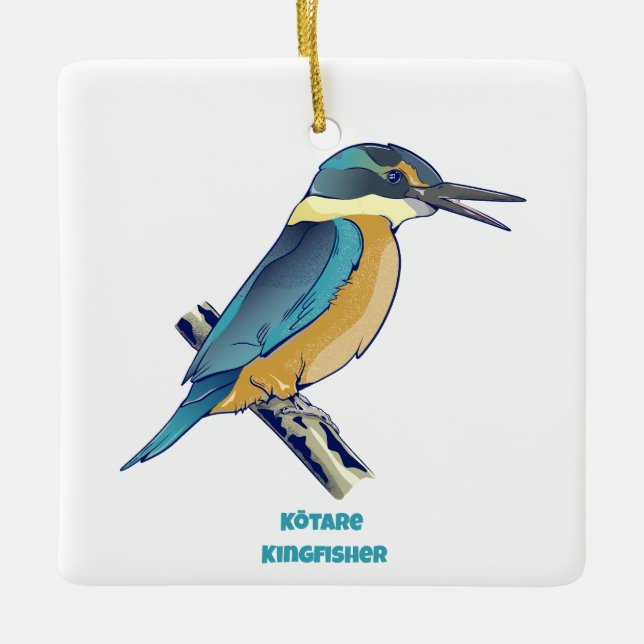 Kotare Kingfisher NZ BIRD Keramikornament (Vorderseite)