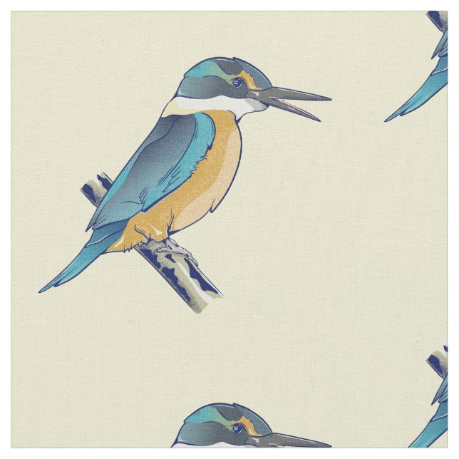 Kotare Kingfisher NZ BIRD Stoff (Nahaufnahme)