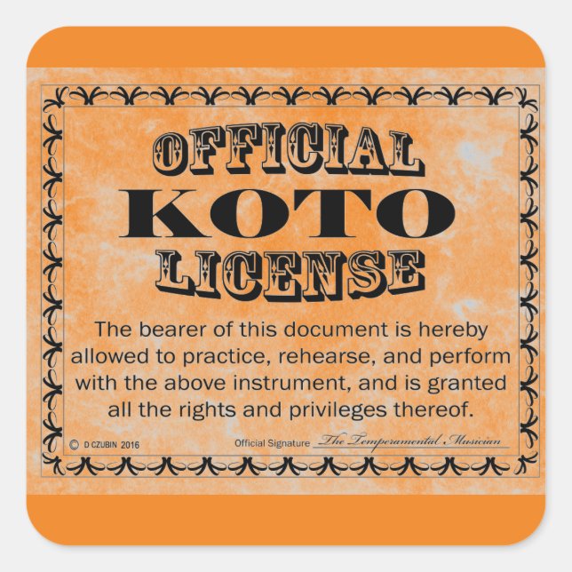 Koto License Square Aufkleber (Vorderseite)