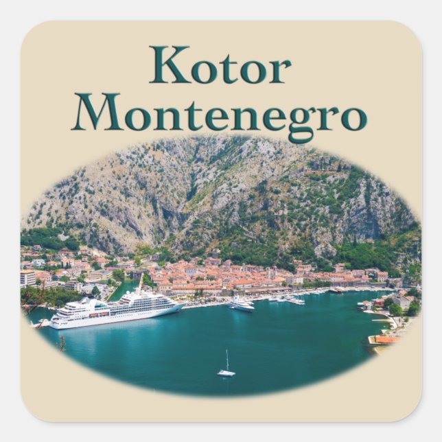 Kotor, Montenegro: Stari Grad Quadratischer Aufkleber (Vorderseite)