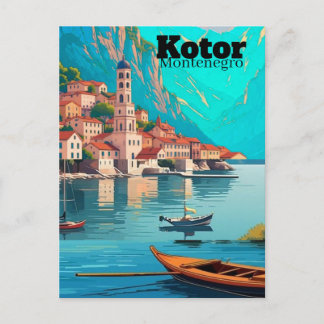 Kotor Montenegro Travel Art Postcard, Kotor Travel Postkarte