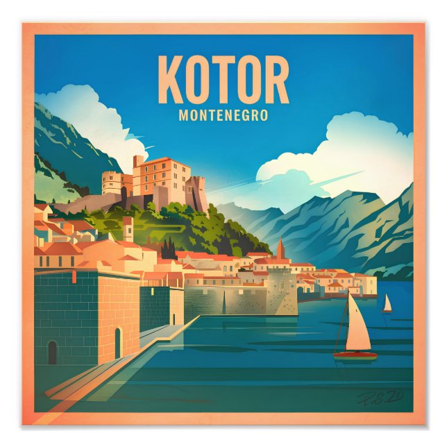 Kotor Montenegro Vintag Fotodruck (Vorne)