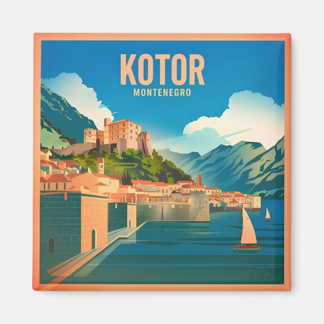 Kotor Montenegro Vintag Magnet (Vorne)