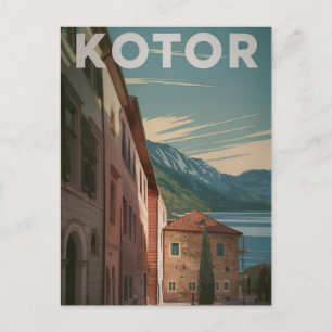 Kotor Montenegro vintage Postkarte