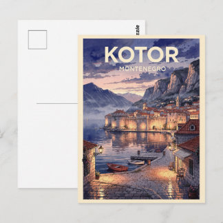 Kotor Montenegro Vintage Reise Postkarte