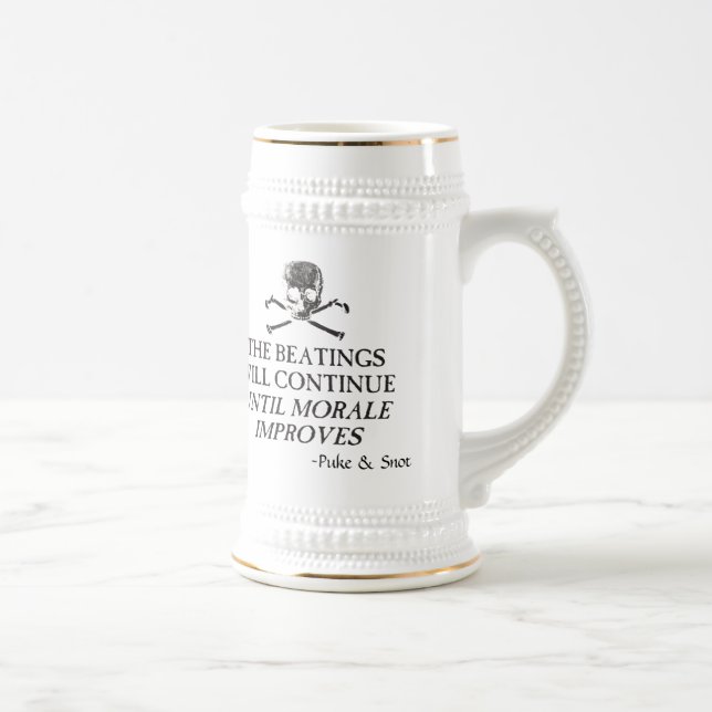 Kotzen Sie u. Snot, ", welches das Schlagen Bierglas (Rechts)