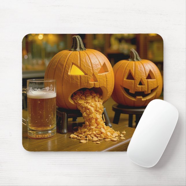 Kotzender Halloween-Kürbis in einer Bar Mousepad (Mit Mouse)