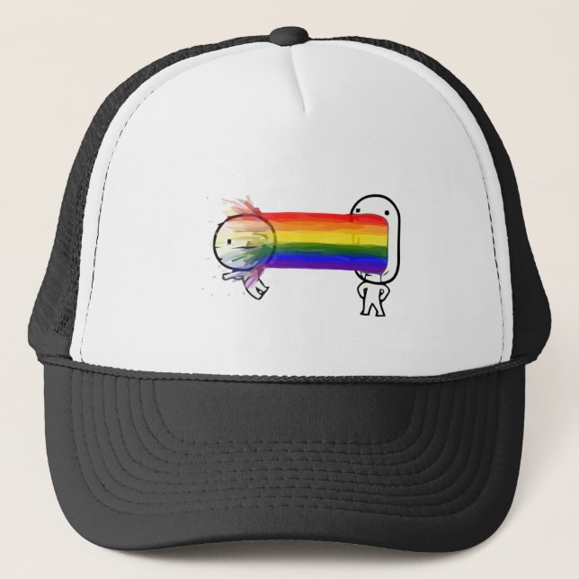 kotzendes Regenbogen meme Truckerkappe (Vorderseite)