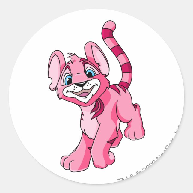 Kougra Pink Runder Aufkleber (Vorderseite)