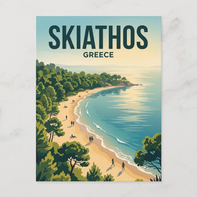 Koukounaries Strand Griechenland Postkarte (Vorderseite)