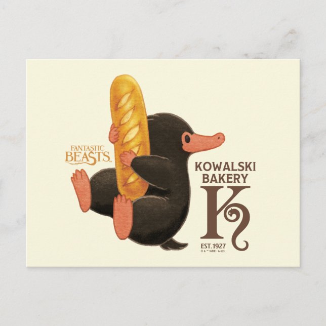 Kowalski Bäckerei - Niffler mit Brot Postkarte (Vorderseite)