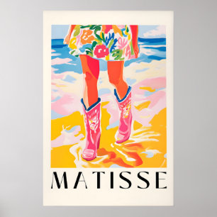 Kowgirl-Küsten-Print Rosa Stiefel, Strand Matisse Poster