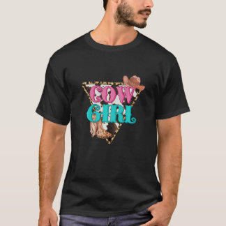 Kowgirl-Leopardenprint-Dreieckshut T-Shirt