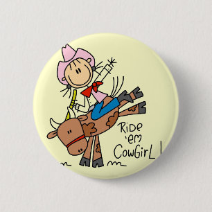 Kowgirl-Reiten-Stier-T-Shirts und Geschenke mit St Button